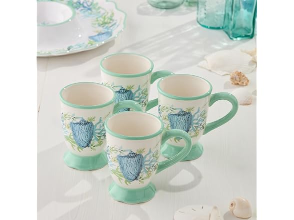 Cerified International Sea Glass Porcelain Mugs, Set of 4