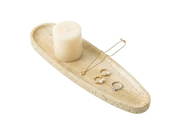 Natural Marble Vanity Tray, 16.6"x4.6"