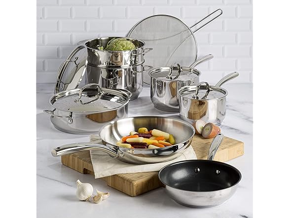 Goodful 12-Piece Classic Stainless Steel Cookware Set 