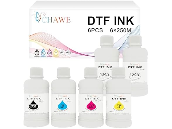 DTF Ink Combo Pack, 250ml x 6