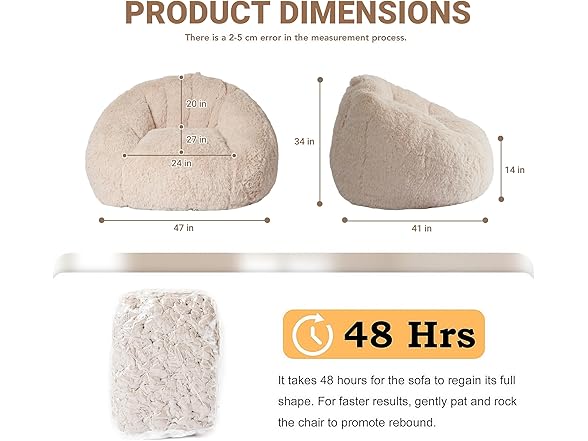 CangLong Large Bean Bag Chair with Filler