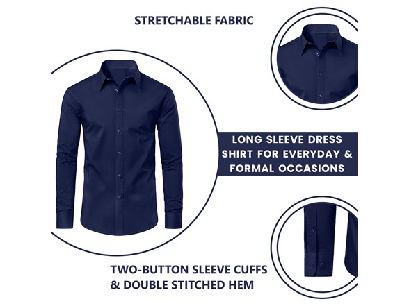 3Pk Mens L/S Stretch Dress Shirt