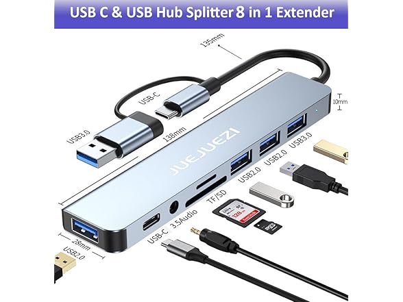 JUEJUEZI USB Hub 3.0 Multiport Adapter