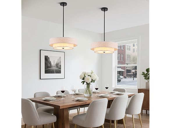 Prayou 17.7in 2-Layer Drum Chandelier