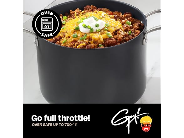 Guy Fieri's Flavortown Laser Titanium 8-Quart Stock Pot with Lid
