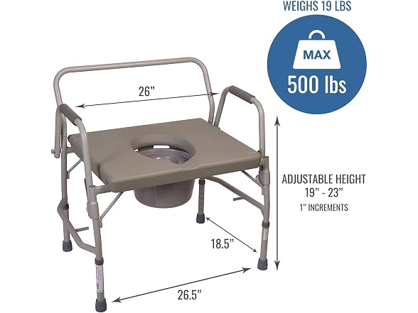 DMI Bedside Commode Adjustable Extra Wide - Gallery 6