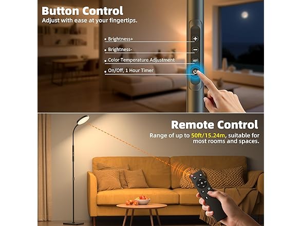 PACOVY Height Adjustable Floor Lamp