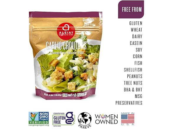 3PK Aleia’s Gluten Free Garlic Croutons – 5.5 oz