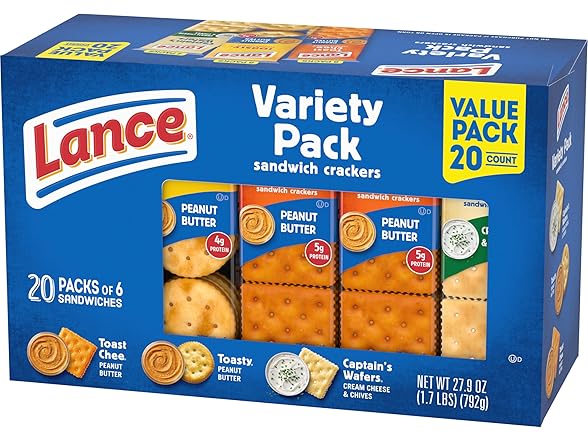 20PK Lance Sandwich Crackers, Variety Pack, 3 Flavors