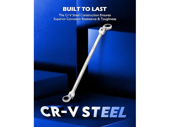 OMT 6Pc Metric Extra Long Flex-Head Ratcheting Wrench Set