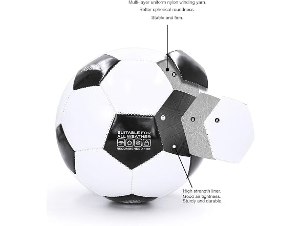 Aoneky White/Black Soccer Ball with Pump