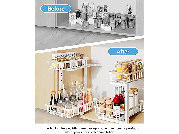 Under Sink Organizer Storage White,1 Pack