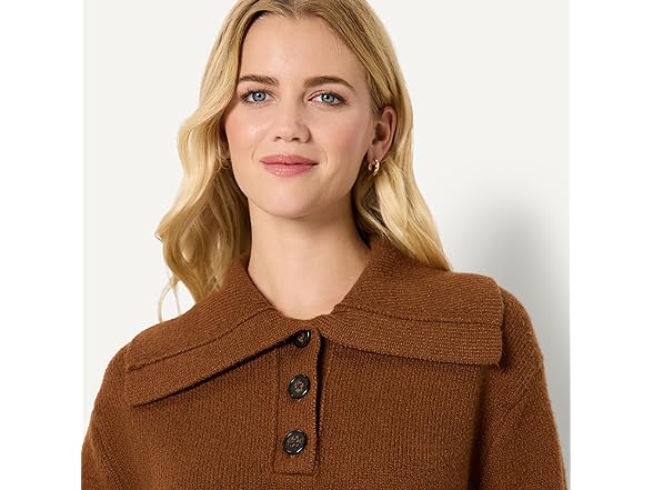 Amazon Essentials Women Relaxed-Fit Button Collar Sweater