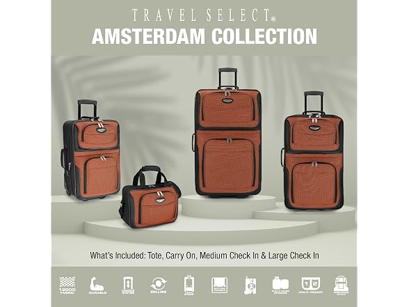 Travel Select Amsterdam Softside Luggage, 4-Piece Set (15/21/25/29)