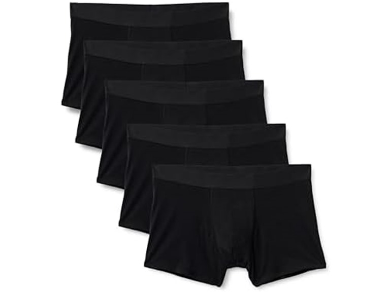 Amazon Essentials Men's Cotton Jersey Boxer Shorts Underwear, Pack of 5, Black, Small