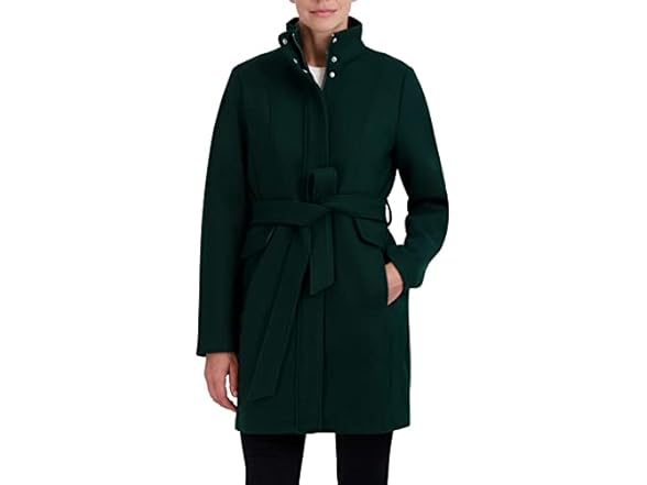 Laundry Womens 3/4 Faux Wool Coat Tie Waist Belt (2XS)