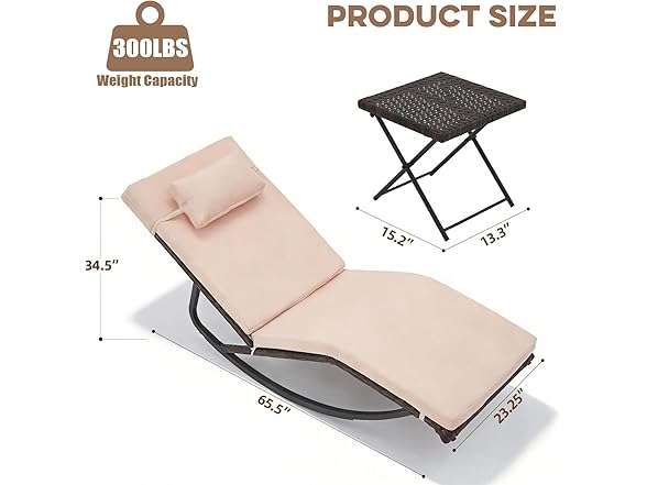 zzwhom Outdoor Lounge Chair Set of 3