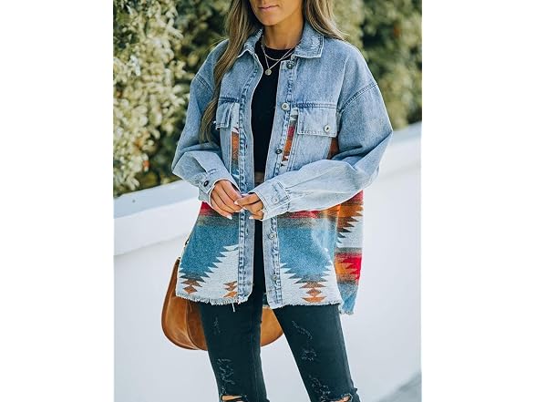 Unilexi Women (XL) Jacket Aztec Button Down Jean