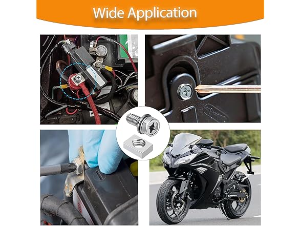 Hincell Motorcycle Battery Terminal Bolts and Nuts