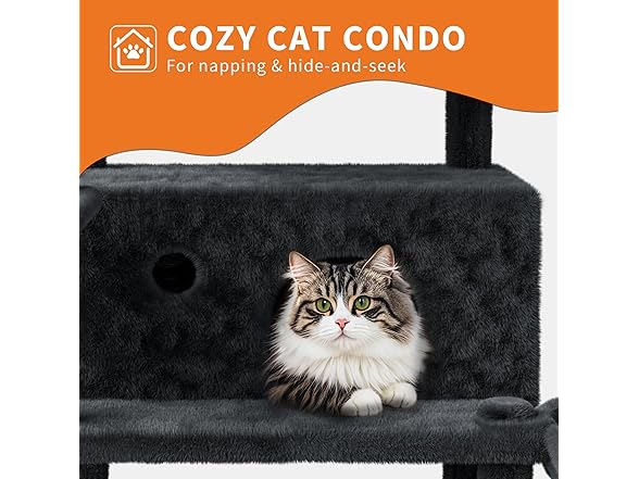 68.5 in Multi-Level Cat Tree for Indoor Cats Dark-Grey