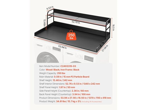 Washer Dryer Countertop with 2-Tier