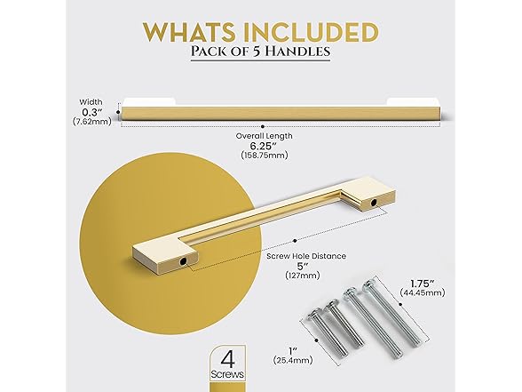 Southern Hills Gold Cabinet Pulls, 5-Pack