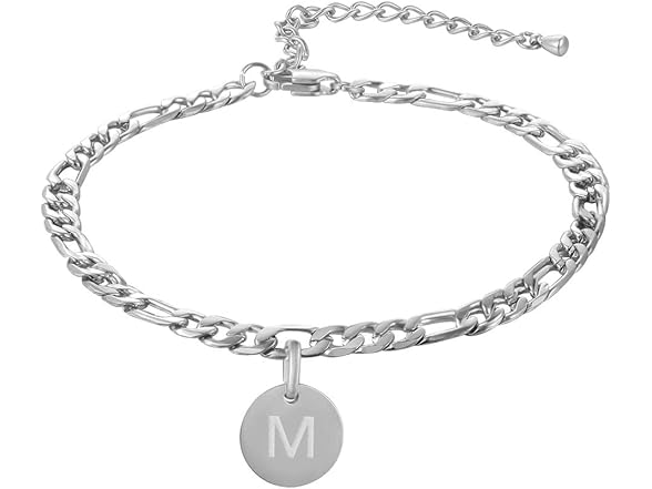 FOSIR Silver Initial Anklets
