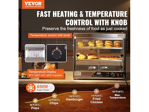 2-Tier Commercial Food Warmer Display, 850W Food