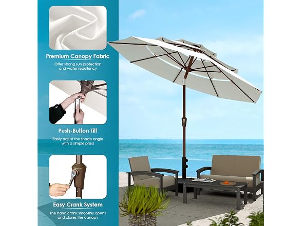 GREENVINES 3-Tier 9-FT-Patio-Umbrella