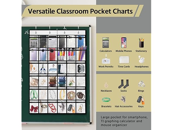 PAULONE Numbered Classroom Pocket Chart
