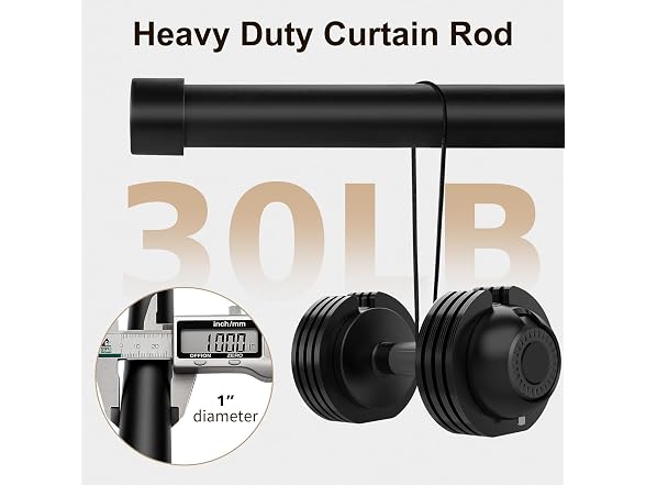 WAZLEX Matte Black Curtain Rod 16"-94.4"