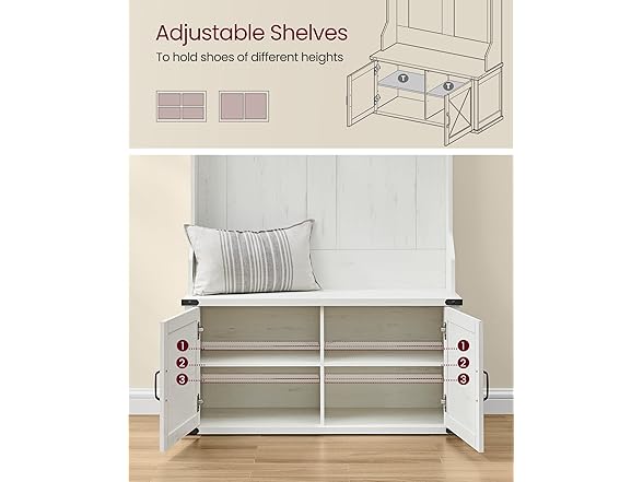 VASAGLE Hall Tree with Bench and Shoe Storage