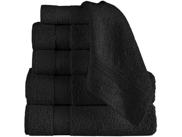 REGAL RUBY, 6 Piece Towel Set- Black