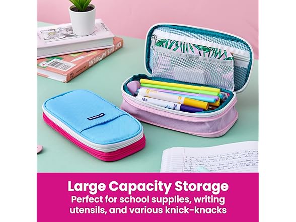 Expanding Pencil Case Palm Tree Pink