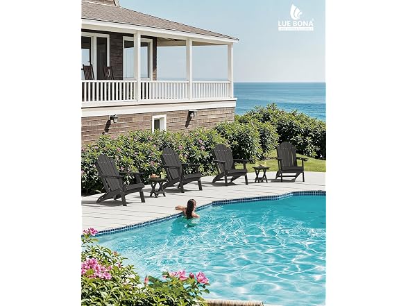 LUE BONA Set of 2 Black Adirondack Chairs