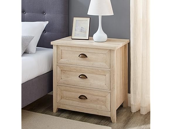 Walker Edison Hazel Modern Farmhouse 3 Drawer Nightstand