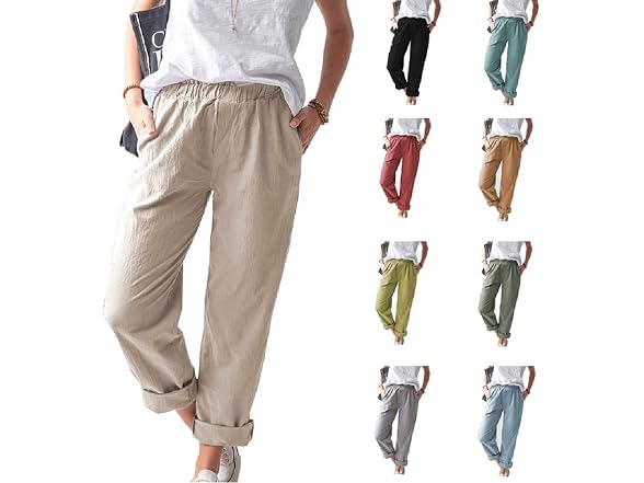 Wrolem Women (XL) Straight Pants Elastic Pants