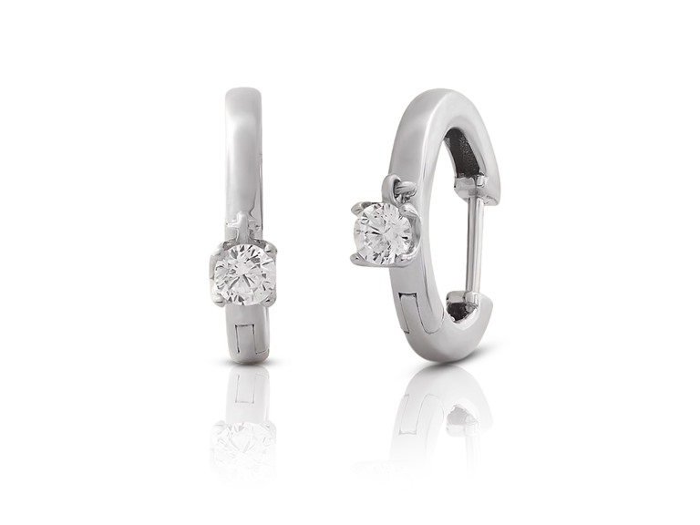 PAJURE MCE9173W-14LBDIA 14k Gold Diamond Drop Hoop Earrings White Gold