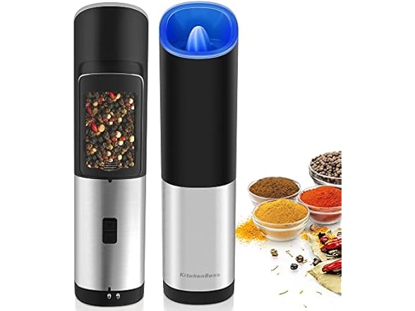 KitchenBoss Electric Gravity Salt Pepper Grinder Set