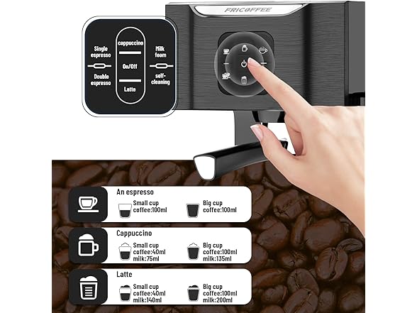 Fricoffee Espresso Machine with Milk Frother