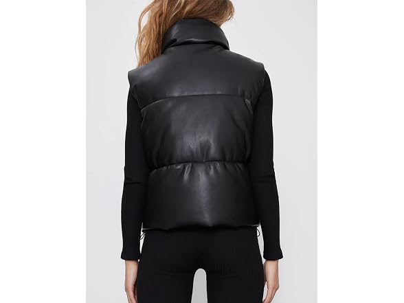 Mingzhu Women (S) Faux Leather Puffer Vest