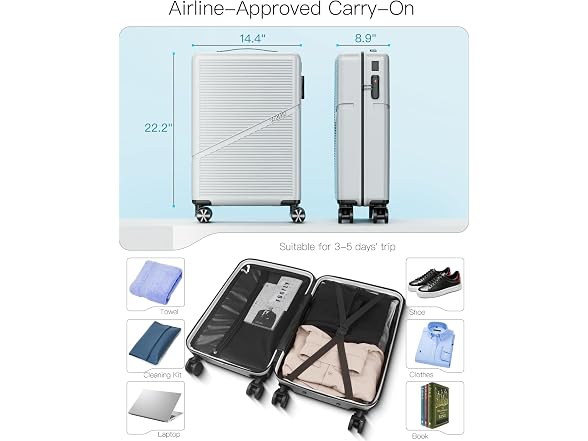 FOGFLY 20 Inch Carry On Luggage