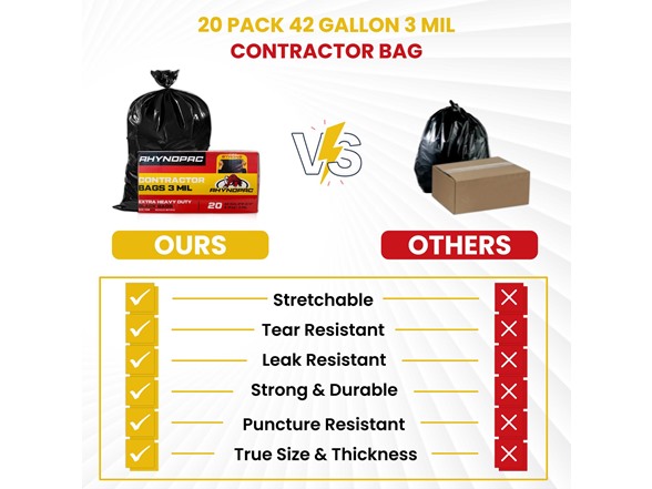 42 Gallon 3 Mil Contractor Trash Bag