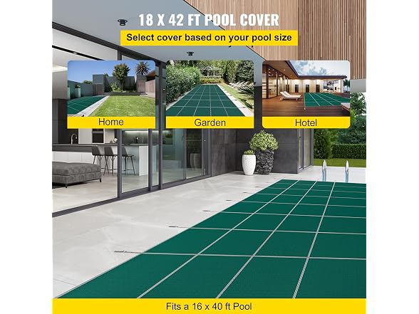 Pool Safety Cover Fits 16x40ft Rectangle