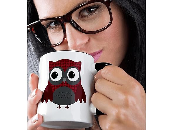3dRose Ruby Red Houndstooth Owl Mug