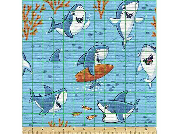 Ambesonne Shark Fabric by The Yard
