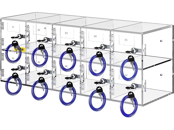 Cell Phone Storage Locker, 10 Slots Acrylic