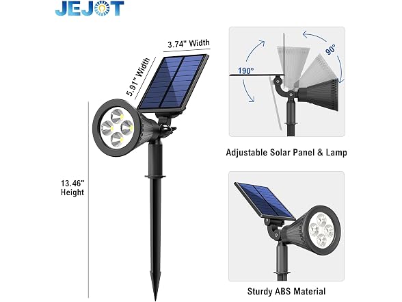 JEJOT 4-Pack Solar Spot Lights Focus