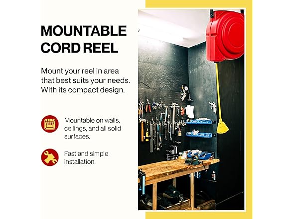 ReelWorks 12AWG x 65' Extension Cord Reel Retractable