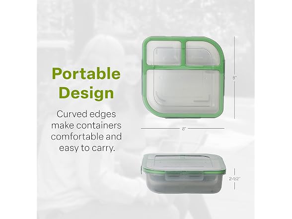 MyGo Container Small To-Go 3-Compartment Food Container